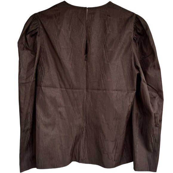 Express Black Textured Long Sleeve Top M Ruched Front Detail Keyhole Neck $60 - Picture 6 of 13